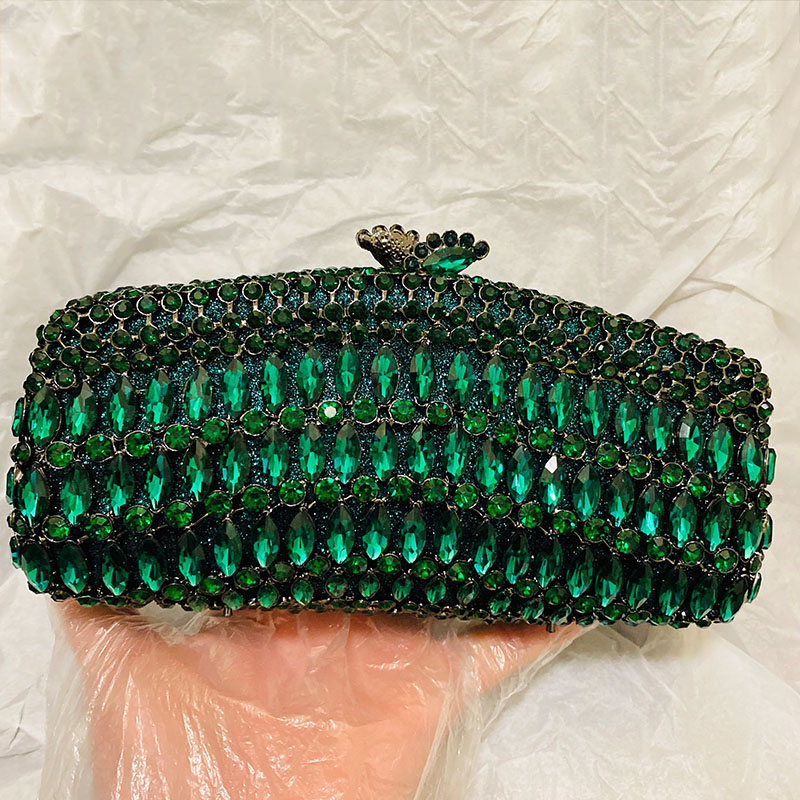 Luxury Bags Green - Luxe groene strass avond clutch portemonnees