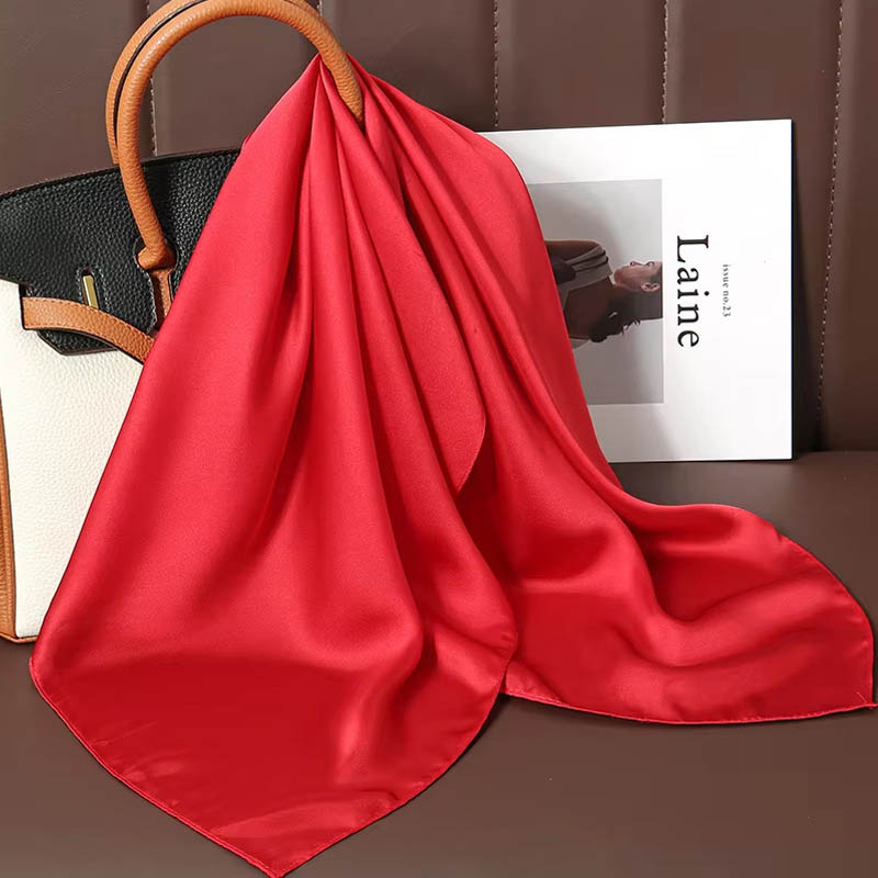 Luxury Bags Office - Luxe Effen Kleur Zijden Vierkante Sjaal