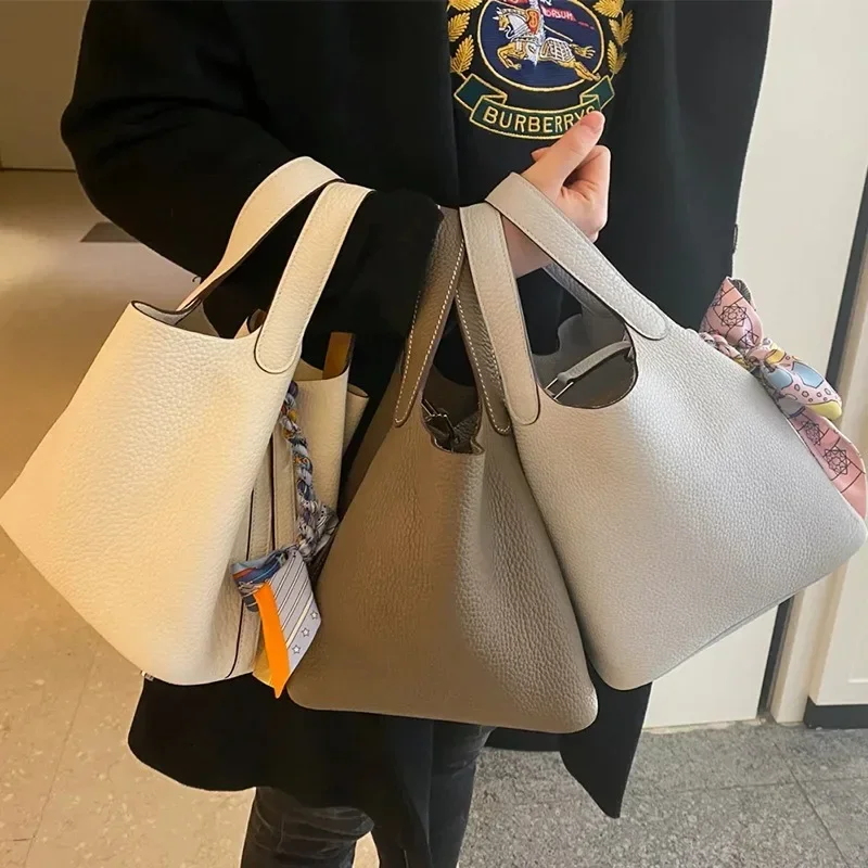 Luxury Bags Office - 2023 Nieuwe Contrast Kleur Koeienhuid Emmer