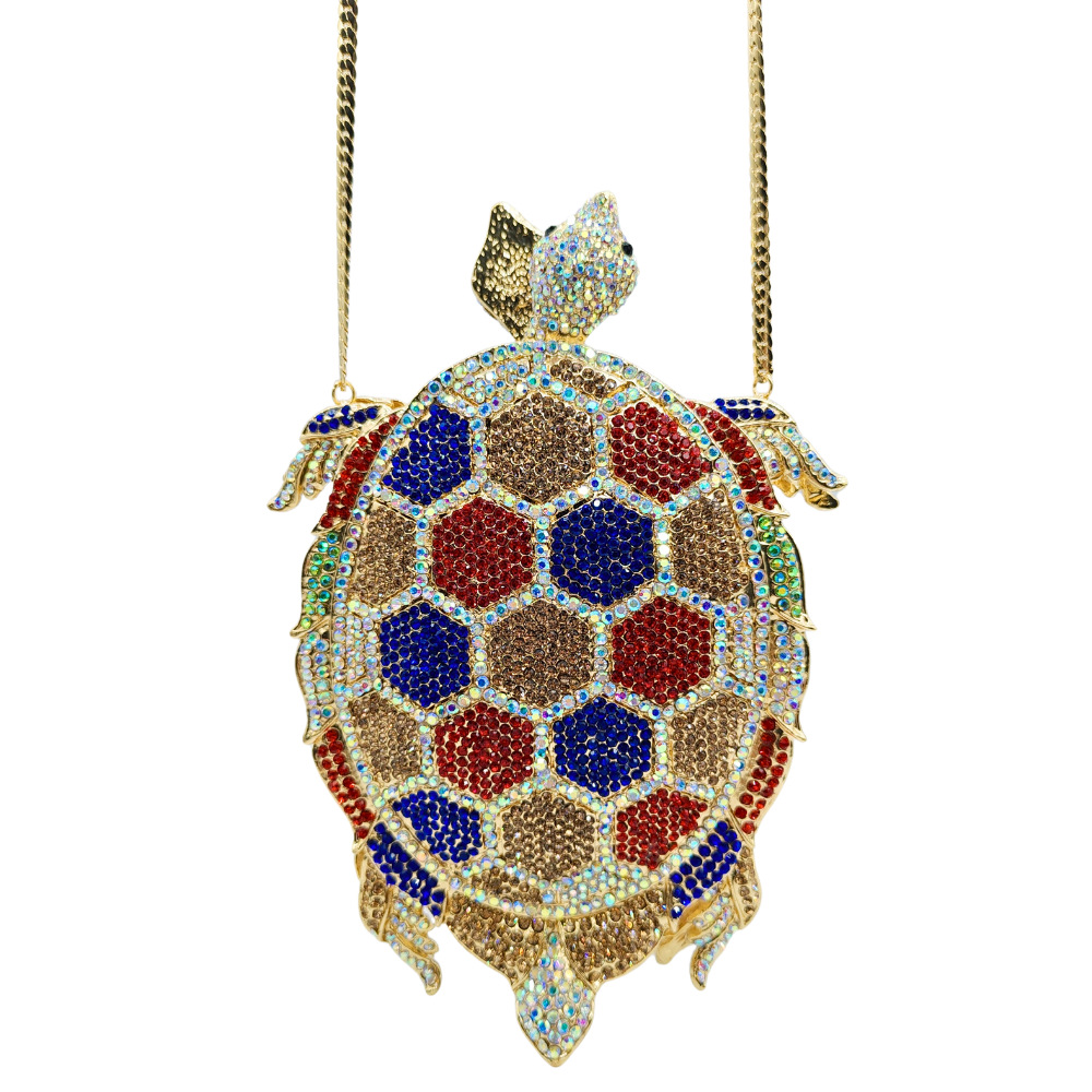 Luxury Bags Green - Schildpadvormige avondclutch met strass, luxe met