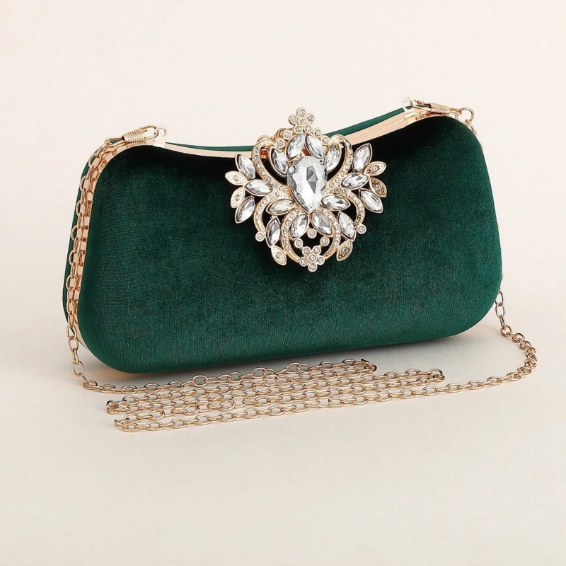 Donkergroene fluwelen clutch t - Luxury Bags Green recensie en prijs