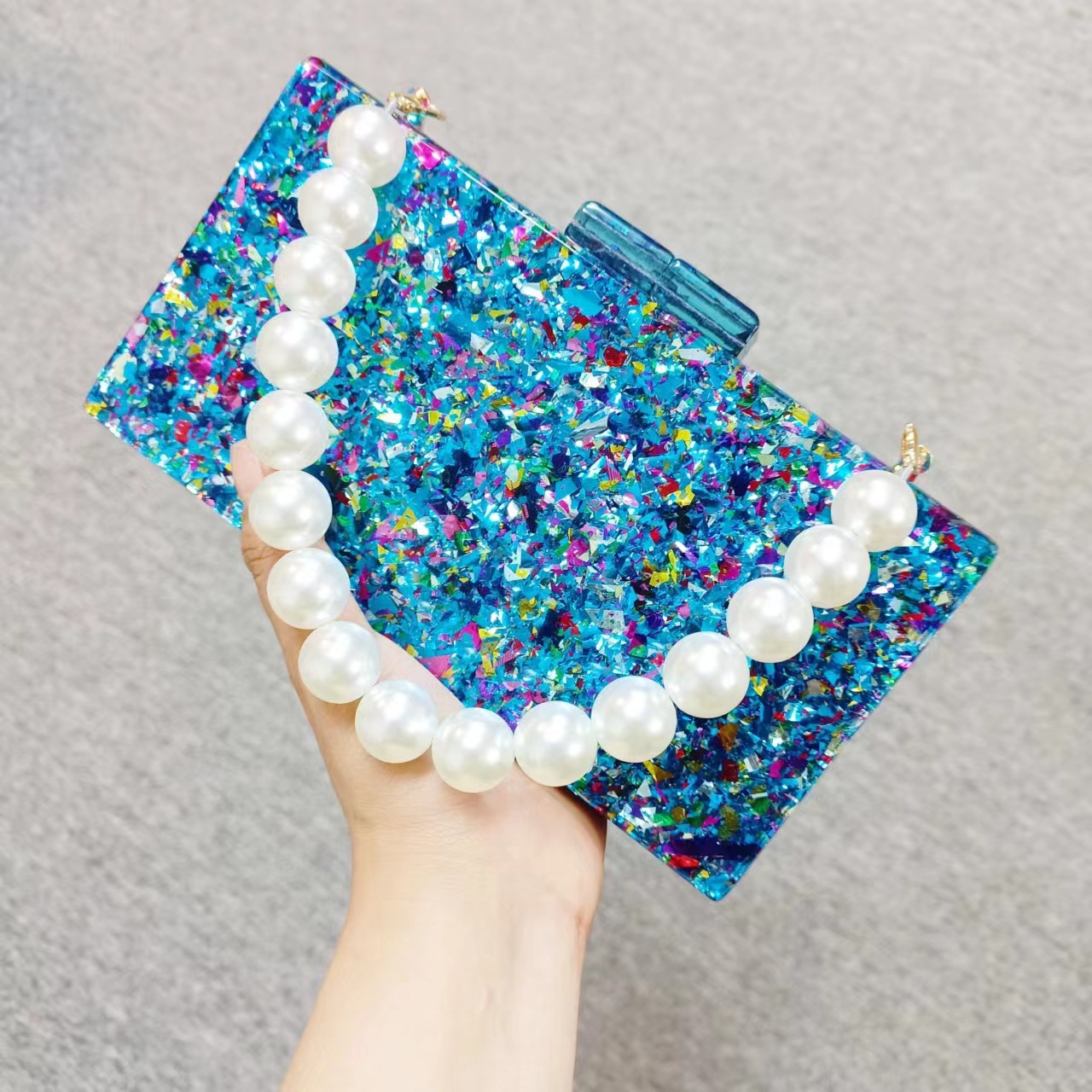 Luxe acryl kralen clutch tas v - Luxury Bags Green recensie en prijs