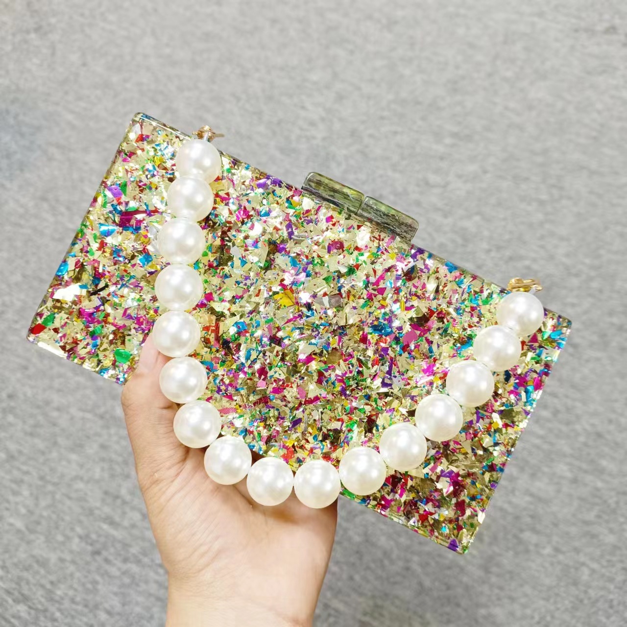 Luxe acryl kralen clutch tas v - Luxury Bags Green recensie en prijs